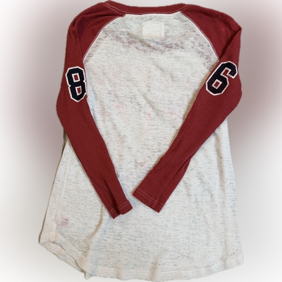 PINK Victoria's Secret Oklahoma Sooners Red and White Long Sleeve Tee - Picture 2 of 4